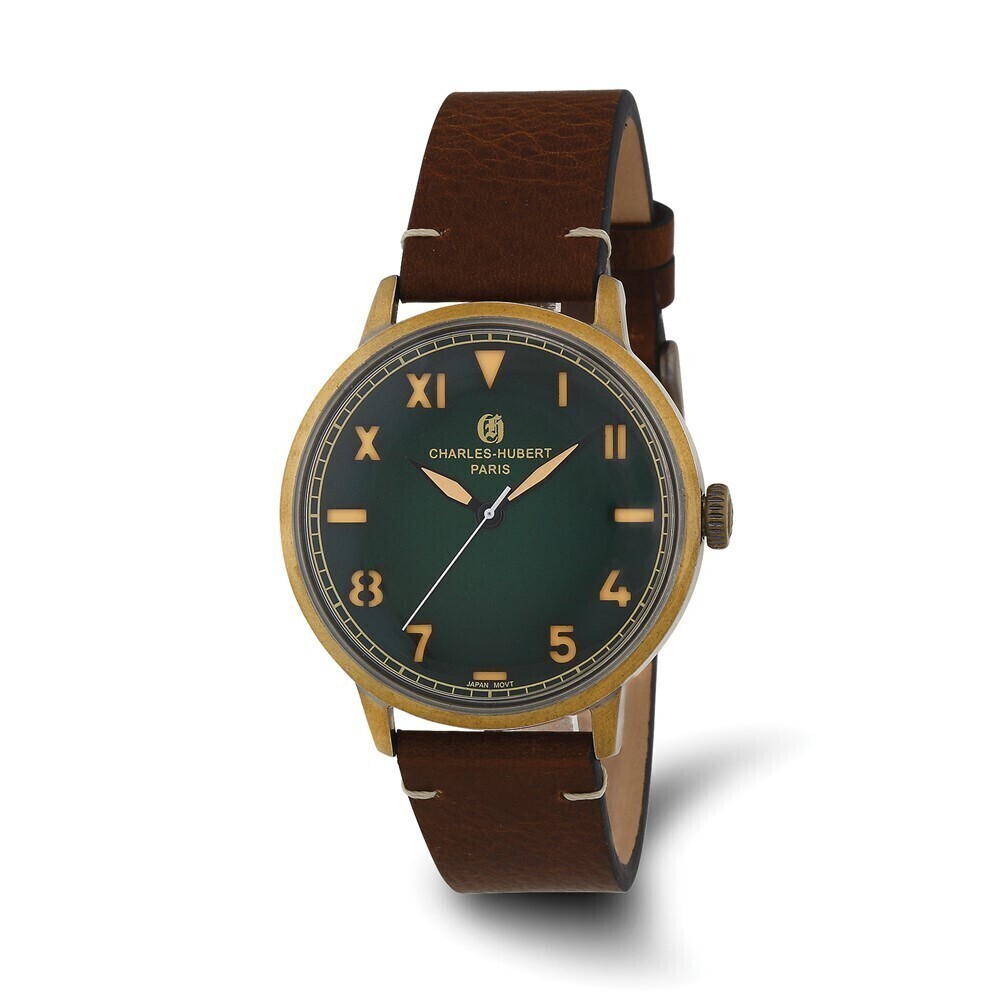 Kazi Luxury Charles Hubert Antique IP-plated Stainless Steel Green Dial Quartz